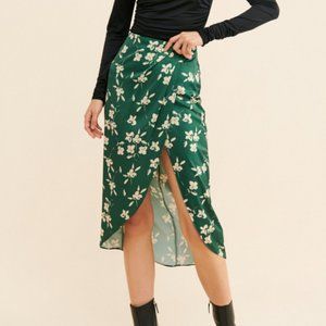 UO Kelly Tulip Wrap Midi Skirt Size Small